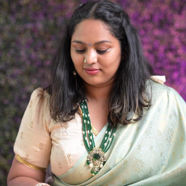 Green Victorian polki necklace with earrings