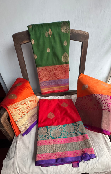 Katan Silk Banarasi Saree in Green