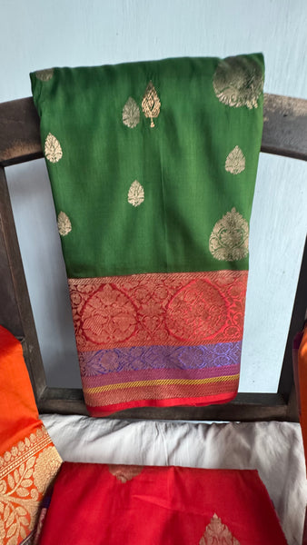 Katan Silk Banarasi Saree in Green