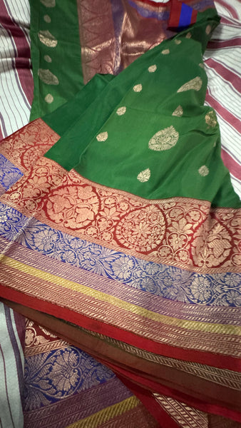Katan Silk Banarasi Saree in Green