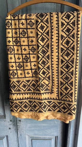 Pure Bangalore Silk on Black Kutchwork Embroidery