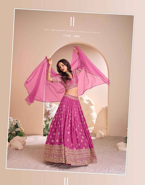 Pink and Gold Lehenga Choli Set