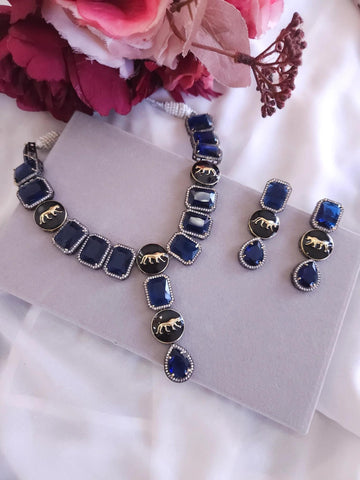 Sabyasachi Inspired Blue Victorian Necklace Set