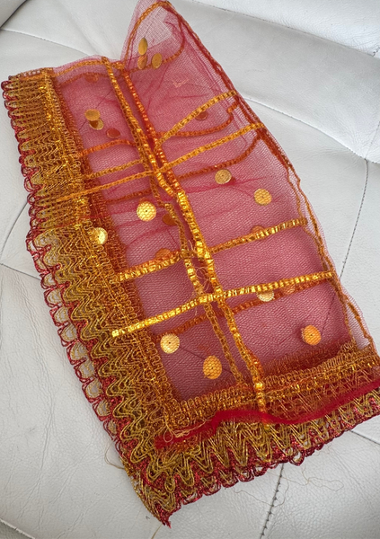 Baby Girls Red Dupatta Annaprasan Rice Ceremony