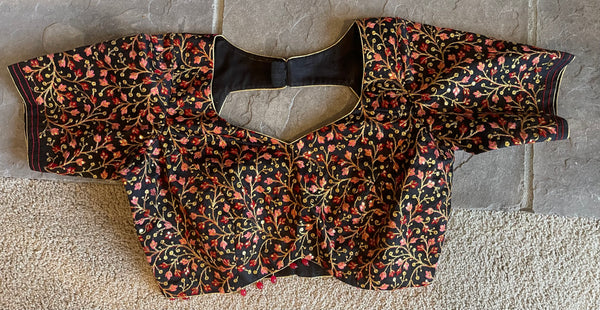 Black Embroidered Readymade Blouse