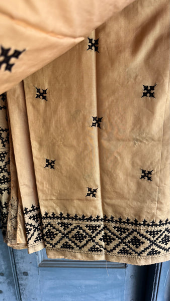 Pure Bangalore Silk on Black Kutchwork Embroidery