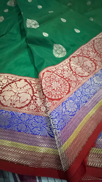 Katan Silk Banarasi Saree in Green