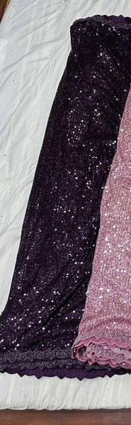 Deep Royal Purple Ombre Georgette Sequins Saree