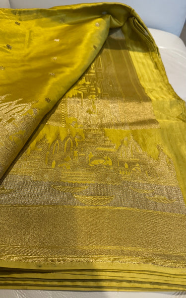 Kashi Elegance – Shade of Yellow and Gold Mashru Silk Banarasi Handloom Saree