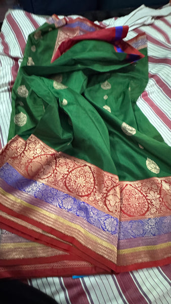 Katan Silk Banarasi Saree in Green