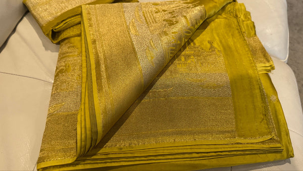 Kashi Elegance – Shade of Yellow and Gold Mashru Silk Banarasi Handloom Saree