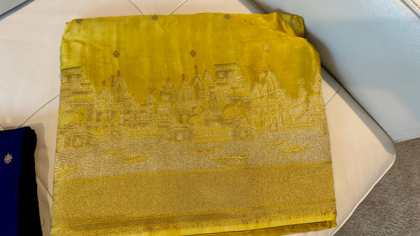 Kashi Elegance – Shade of Yellow and Gold Mashru Silk Banarasi Handloom Saree