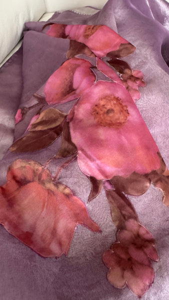 Pure Lavendar Tissue Silk Saree with Floral Applique Work