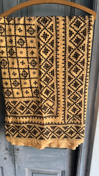 Pure Bangalore Silk on Black Kutchwork Embroidery