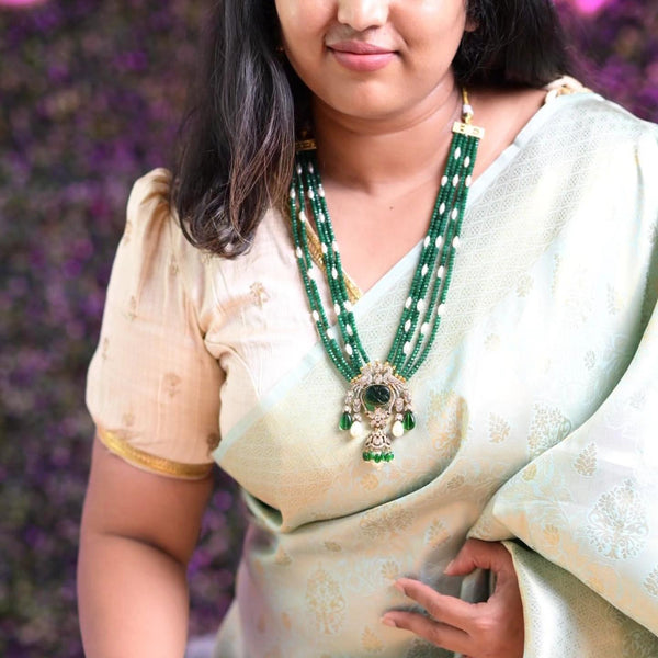 Green Victorian polki necklace with earrings