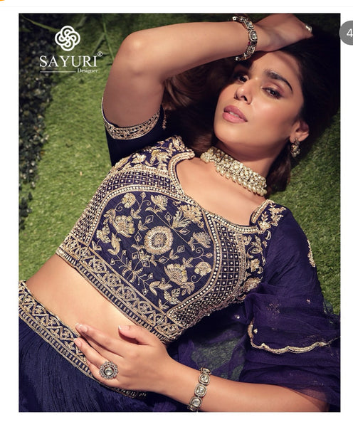 Purple, Gold, and Silver Lehenga Choli Set