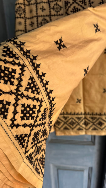 Pure Bangalore Silk on Black Kutchwork Embroidery