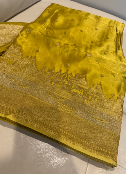 Kashi Elegance – Shade of Yellow and Gold Mashru Silk Banarasi Handloom Saree