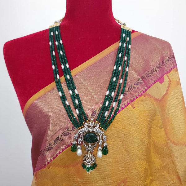 Green Victorian polki necklace with earrings