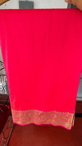 Iridescent Coral Pink Silk Saree