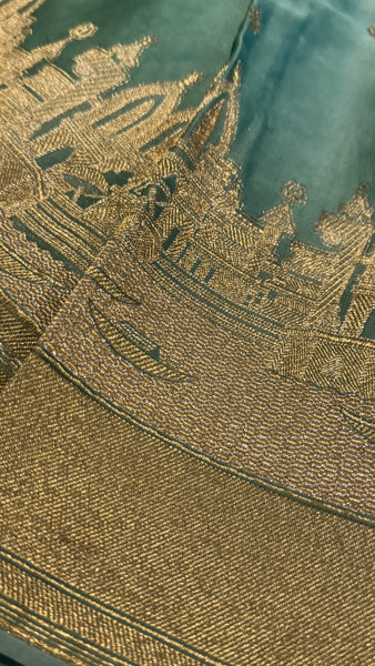 Kashi Elegance – Mint Green and Gold Mashru Silk Banarasi Handloom Saree