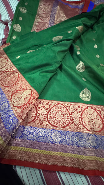Katan Silk Banarasi Saree in Green