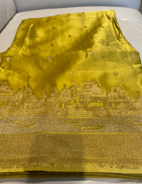 Kashi Elegance – Shade of Yellow and Gold Mashru Silk Banarasi Handloom Saree