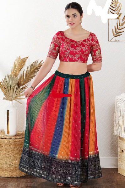 Readymade Jacquard Padded Back Open Elbow Sleeves Saree Blouse