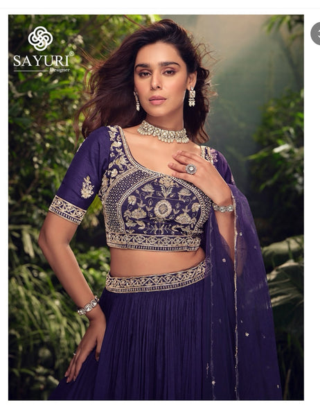 Purple, Gold, and Silver Lehenga Choli Set