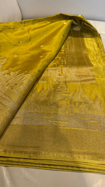 Kashi Elegance – Shade of Yellow and Gold Mashru Silk Banarasi Handloom Saree