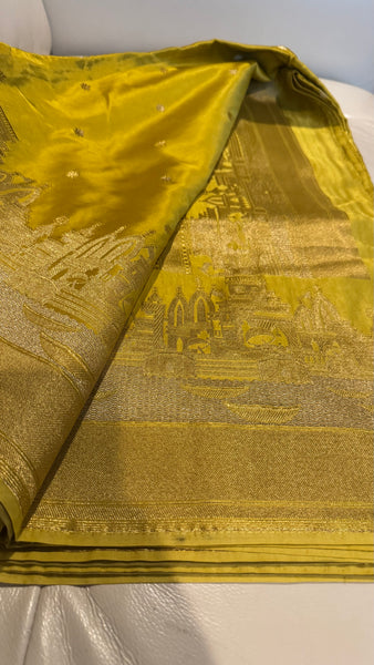 Kashi Elegance – Shade of Yellow and Gold Mashru Silk Banarasi Handloom Saree