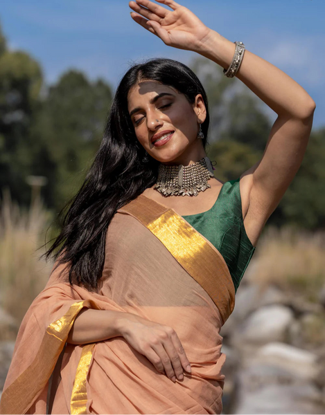 Green Silk Sleeveless Padded Blouse