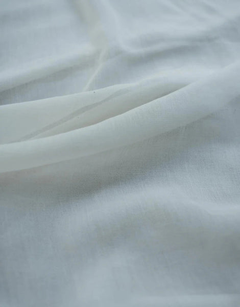 Soft Mul Cotton White Saree With Tassels