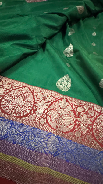 Katan Silk Banarasi Saree in Green
