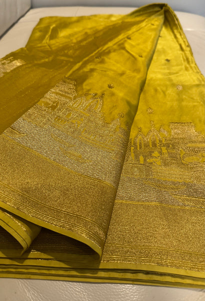 Kashi Elegance – Shade of Yellow and Gold Mashru Silk Banarasi Handloom Saree