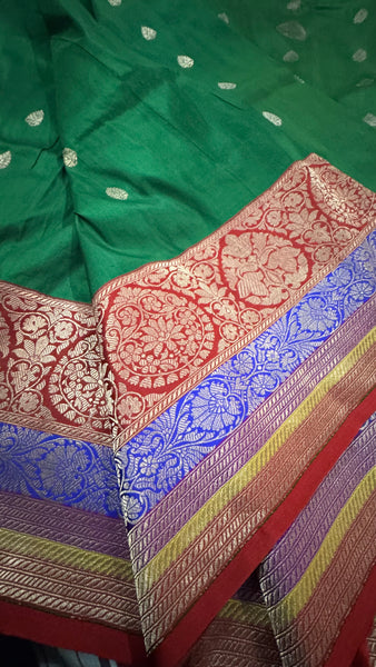 Katan Silk Banarasi Saree in Green