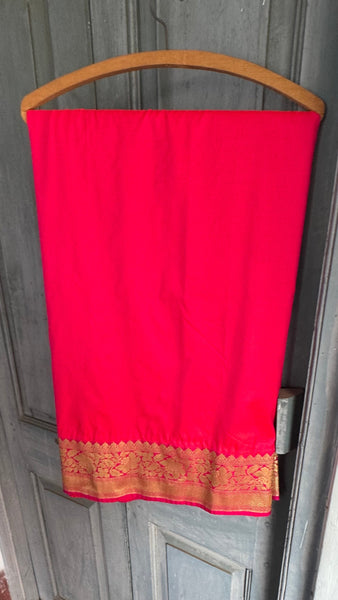 Iridescent Coral Pink Silk Saree