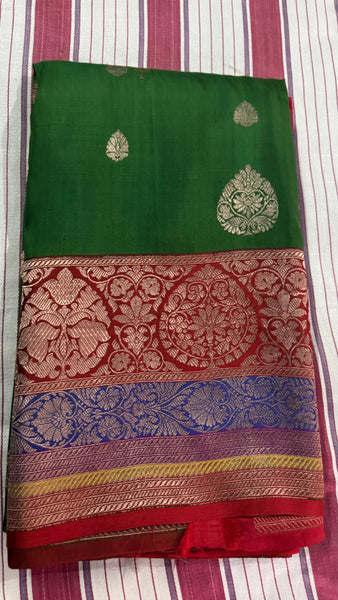 Katan Silk Banarasi Saree in Green
