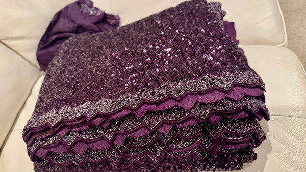 Deep Royal Purple Ombre Georgette Sequins Saree
