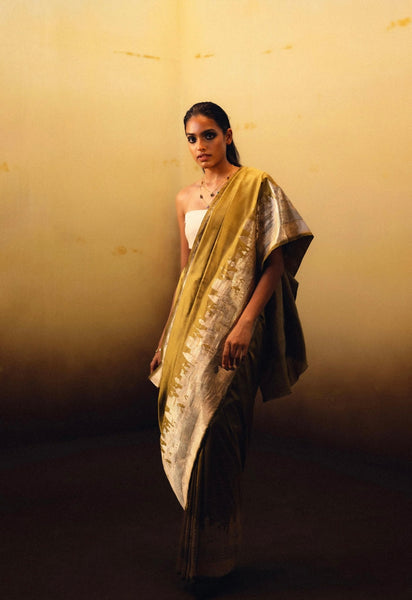 Kashi Elegance – Shade of Yellow and Gold Mashru Silk Banarasi Handloom Saree