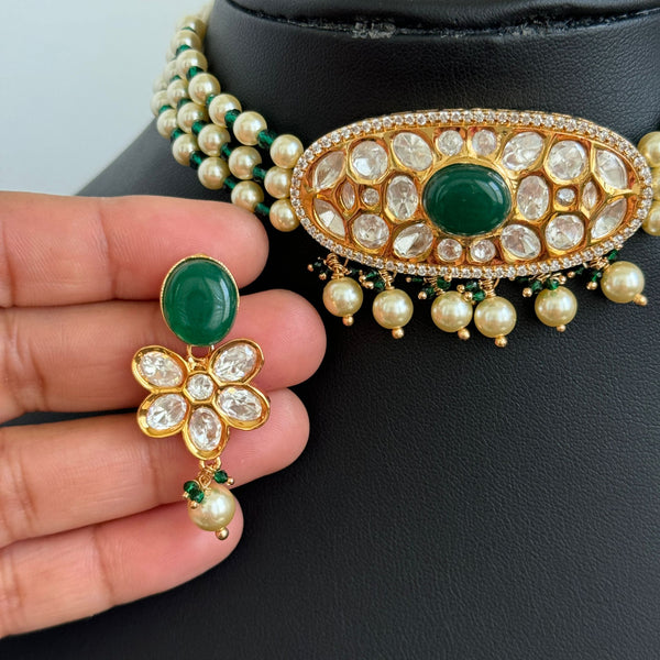 Green Premium Kundan Choker