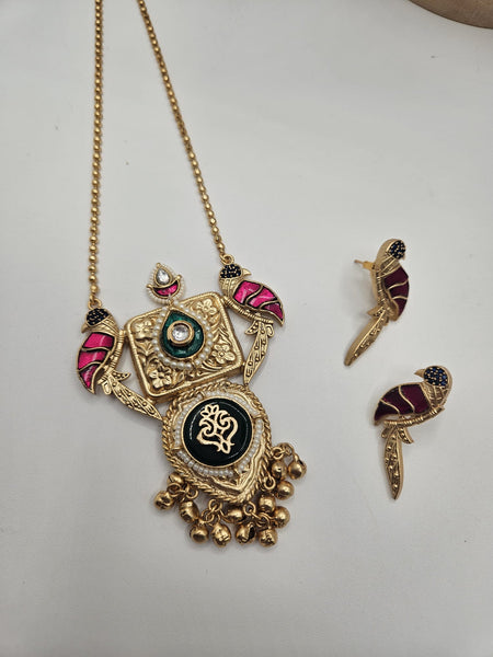 Alicia fusion dual tone pendant necklace set