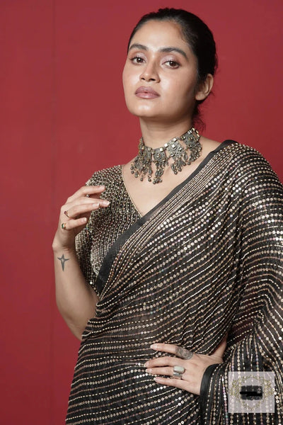 Black Chand Georgette Saree