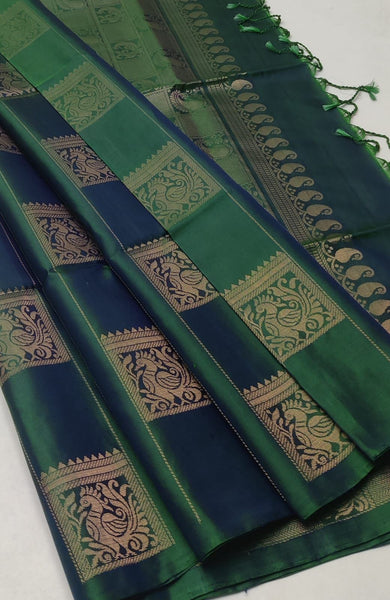 Soft Silk Kanchipuram Iridescent Green saree