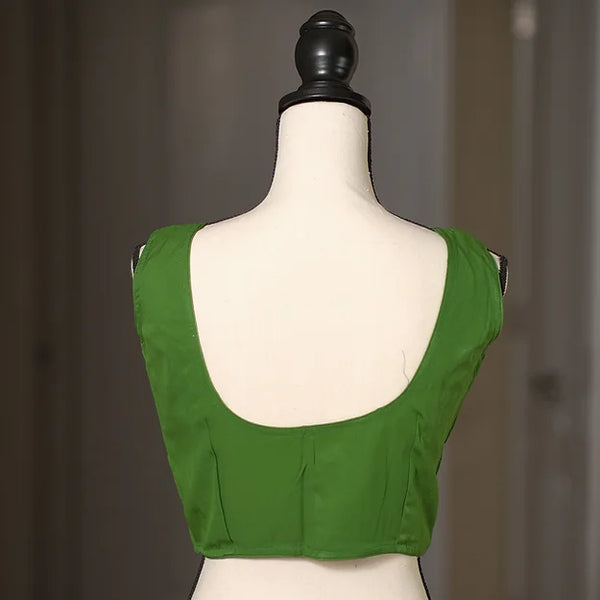 Readymade Green Sleeveless Designer Saree Blouse