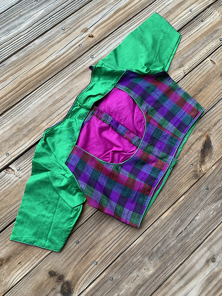 Readymade Purple and Green Checks Designer Cotton Blouse