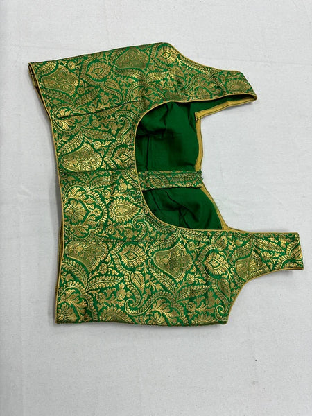 Readymade Green Banarasi Brocade Designer Saree Blouse