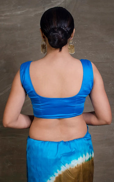 Readymade Turquoise Blue Sleeveless Designer Saree Blouse