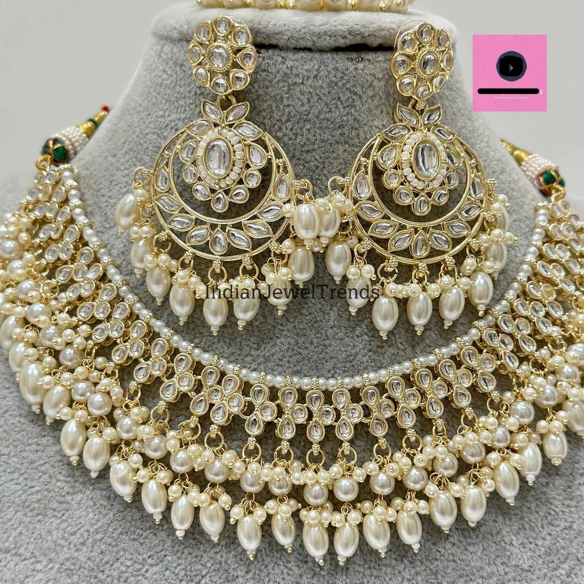 Indian Kundan Choker Necklace Set –