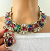 Multi Victorian Moissanite polki CZ Necklace